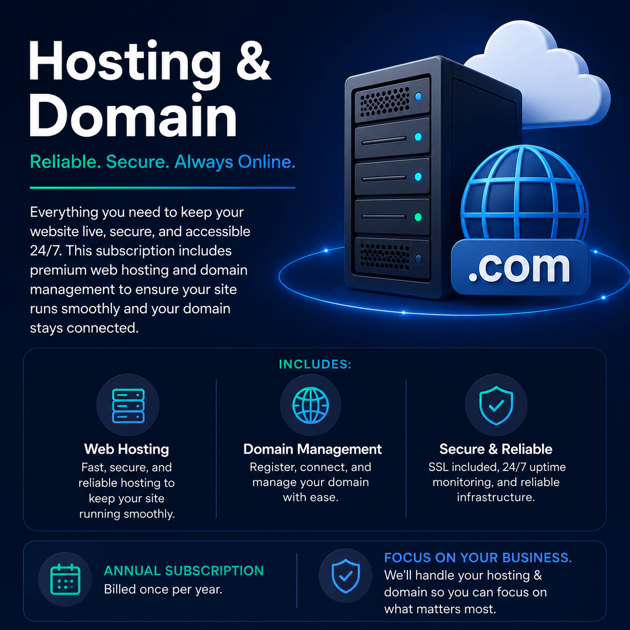 Annual Website Hosting & Domain Management - Trend Jockey®